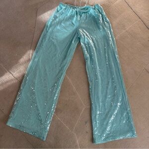 Sparkling Teal Sequin Pants